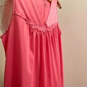 Vintage Vanity Fair Pink Sleeveless Chemise with Shirred Bust